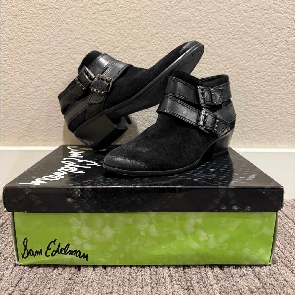 Sam Edelman Black Buckle Ankle Booties